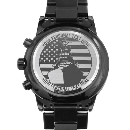 Personalized Laser-Engraved American Battleship Wristwatch With Custom Text And Gift Box