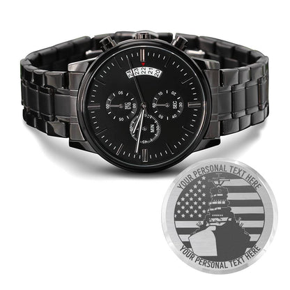 Personalized Laser-Engraved American Battleship Wristwatch With Custom Text And Gift Box 2