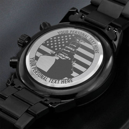 Personalized Laser-Engraved American Battleship Wristwatch With Custom Text And Gift Box 3