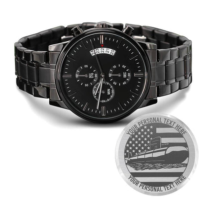 Personalized Laser-Engraved American Submarine Wristwatch With Custom Text And Gift Box 2