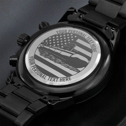 Personalized Laser-Engraved American Submarine Wristwatch With Custom Text And Gift Box 3