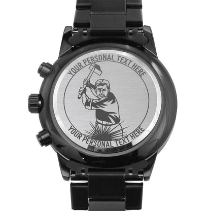 Personalized Laser-Engraved Blacksmith Men's Wristwatch With Custom Text