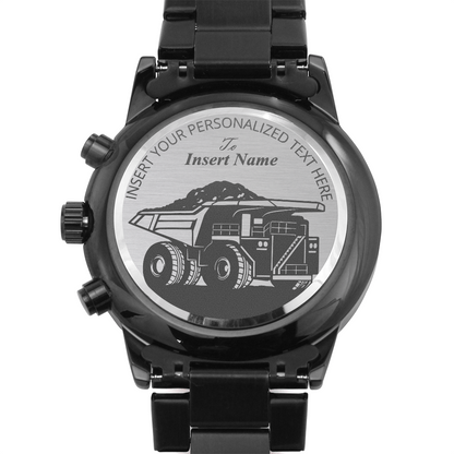 Personalized Laser-Engraved Dump Truck Driver Metal Wristwatch With Custom Text And LED Gft Box