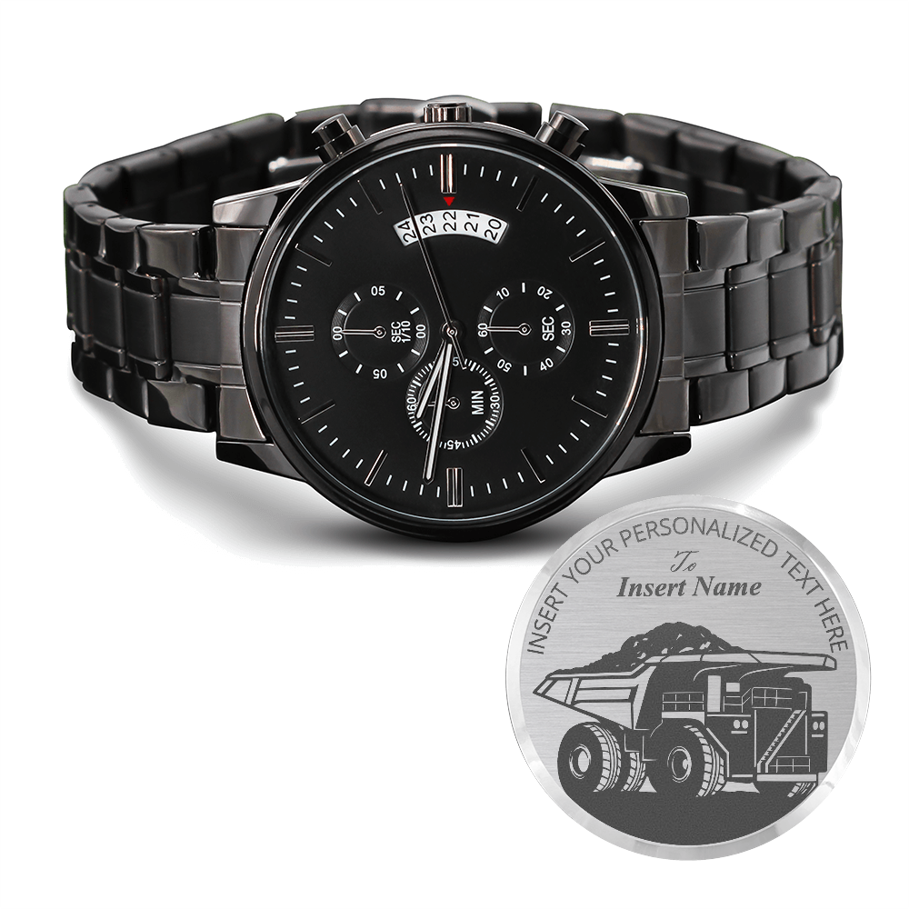 Personalized Laser-Engraved Dump Truck Driver Metal Wristwatch With Custom Text And LED Gft Box 1