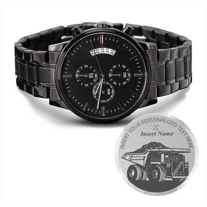 Personalized Laser-Engraved Dump Truck Driver Metal Wristwatch With Custom Text And LED Gft Box 1
