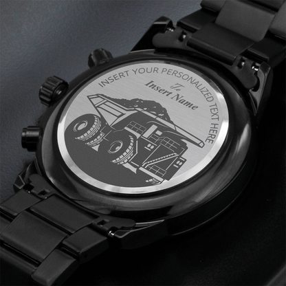 Personalized Laser-Engraved Dump Truck Driver Metal Wristwatch With Custom Text And LED Gft Box 3