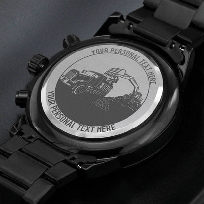 Personalized Laser-Engraved Excavator And Truck Metal Wristwatch With Custom Text And LED Giftbox 2