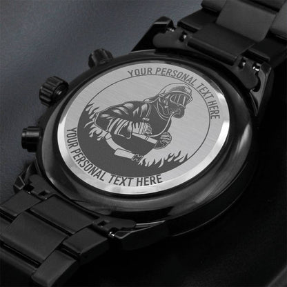 Personalized Laser-Engraved Fireman Wristwatch With Custom Text And Gift Box 2