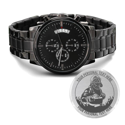 Personalized Laser-Engraved Fireman Wristwatch With Custom Text And Gift Box 3
