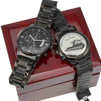 Personalized Laser-Engraved Harvesting Machine Operator Metal Wristwatch With Custom Text And LED Gift Box 3