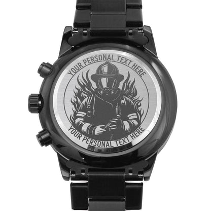 Personalized Laser-Engraved Impressive Firefighter Wristwatch With Custom Text And Gift Box