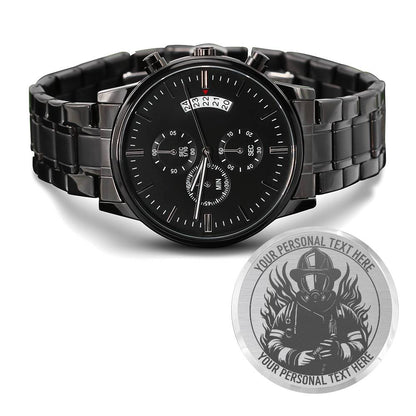 Personalized Laser-Engraved Impressive Firefighter Wristwatch With Custom Text And Gift Box 2