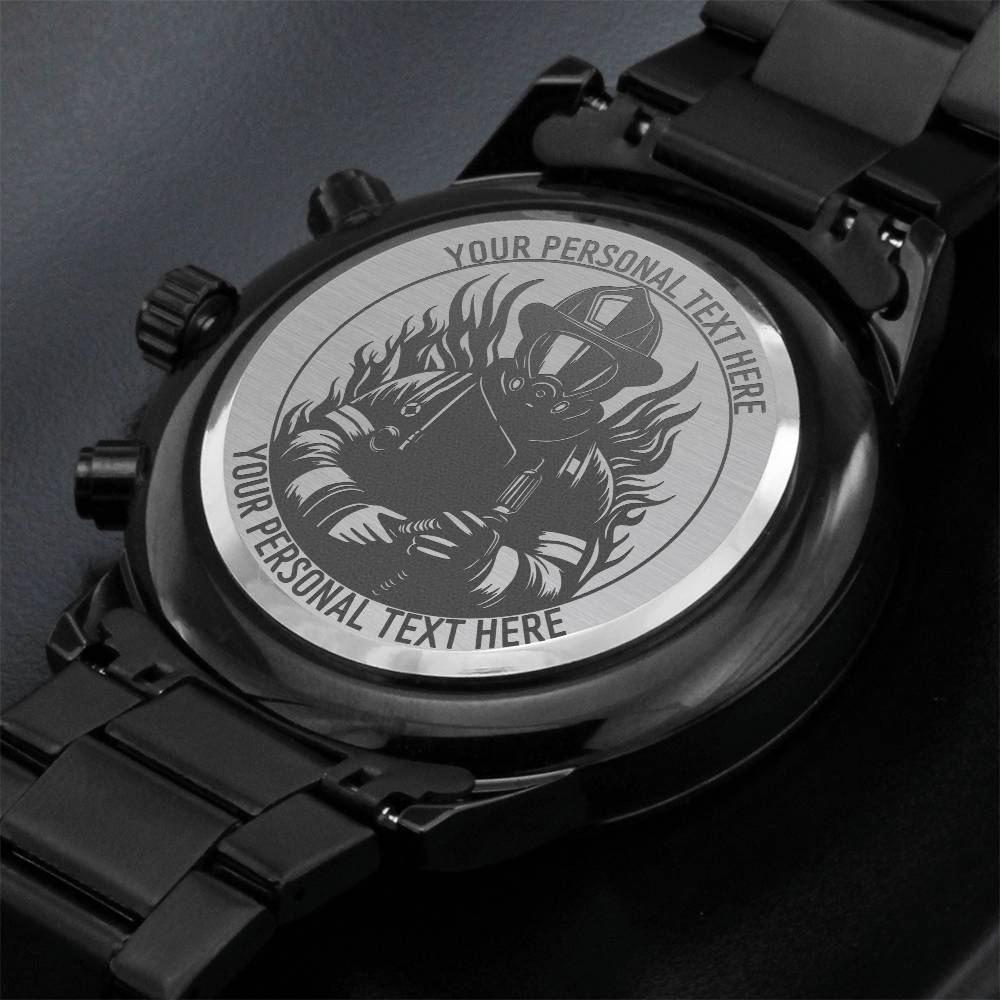Personalized Laser-Engraved Impressive Firefighter Wristwatch With Custom Text And Gift Box 3
