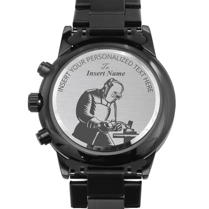 Personalized Laser-Engraved Mig Welder Men's Wristwatch With Custom Text And Gift Box