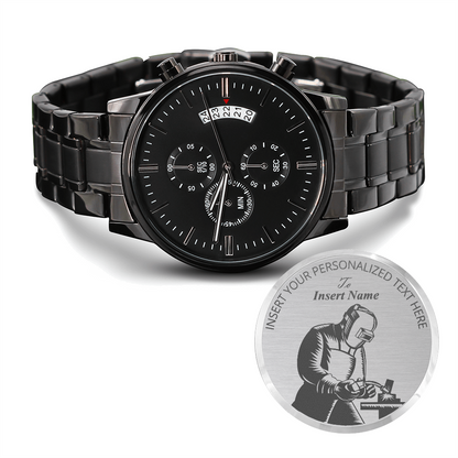 Personalized Laser-Engraved Mig Welder Men's Wristwatch With Custom Text And Gift Box 1
