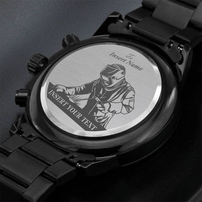 Personalized Laser-Engraved Pipeline Welder Metal Wristwatch With Custom Text And Gift Box 2
