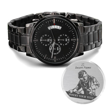 Personalized Laser-Engraved Pipeline Welder Metal Wristwatch With Custom Text And Gift Box 3