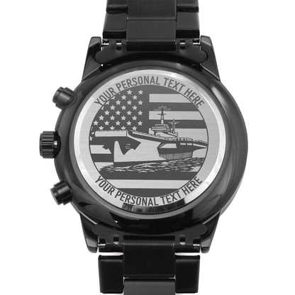 Personalized Laser-Engraved US Battleship Wristwatch With Custom Text And Gift Box