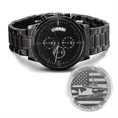 Personalized Laser-Engraved US Battleship Wristwatch With Custom Text And Gift Box 1