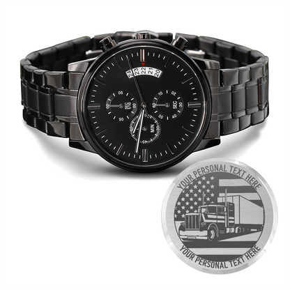 Personalized Laser-Engraved US Big Rig Metal Wristwatch With Custom Text And Gift Box 1