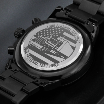 Personalized Laser-Engraved US Big Rig Metal Wristwatch With Custom Text And Gift Box 2