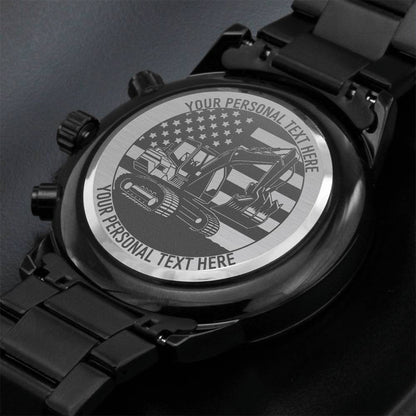 Personalized Laser-Engraved US Excavator Metal Wristwatch With Custom Text And LED Gift Box 2