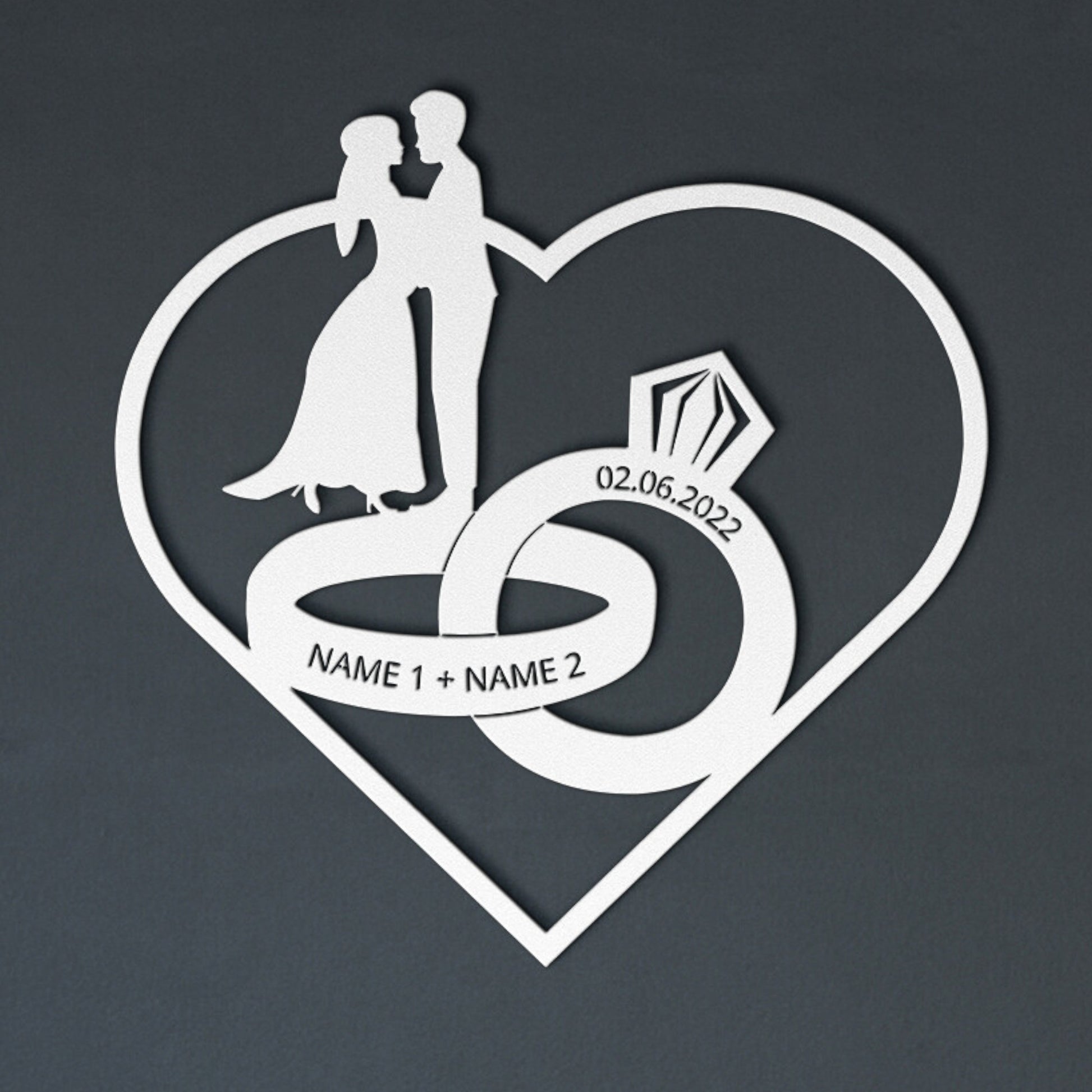 Personalized Love Couple Wedding Metal Sign Decor In White With Custom Text