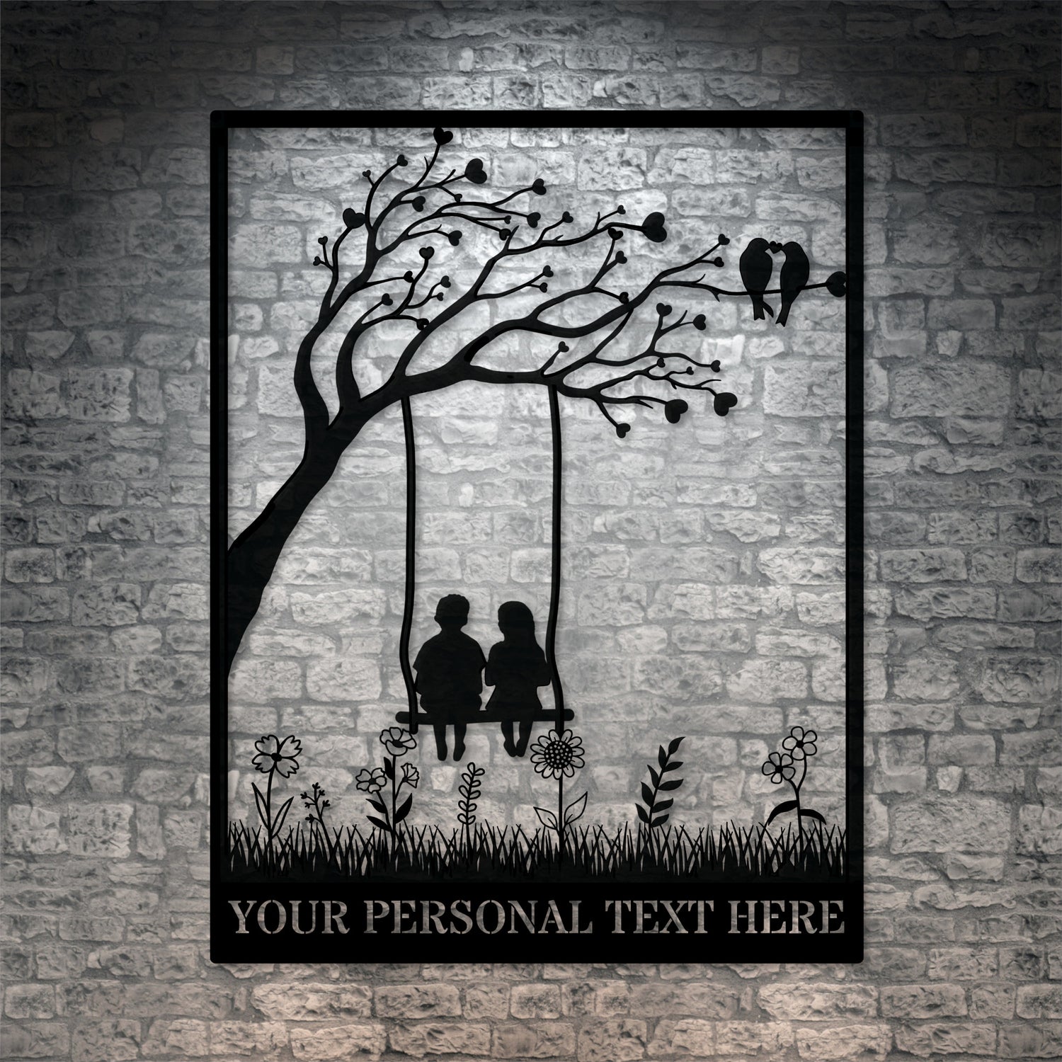 Personalized Love Couples Names Metal Sign Decor In Black With Custom Text