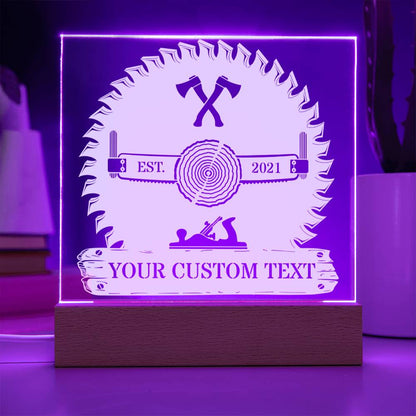 Personalized Lumberjack LED Acrylic Sign In Purple With Custom Text