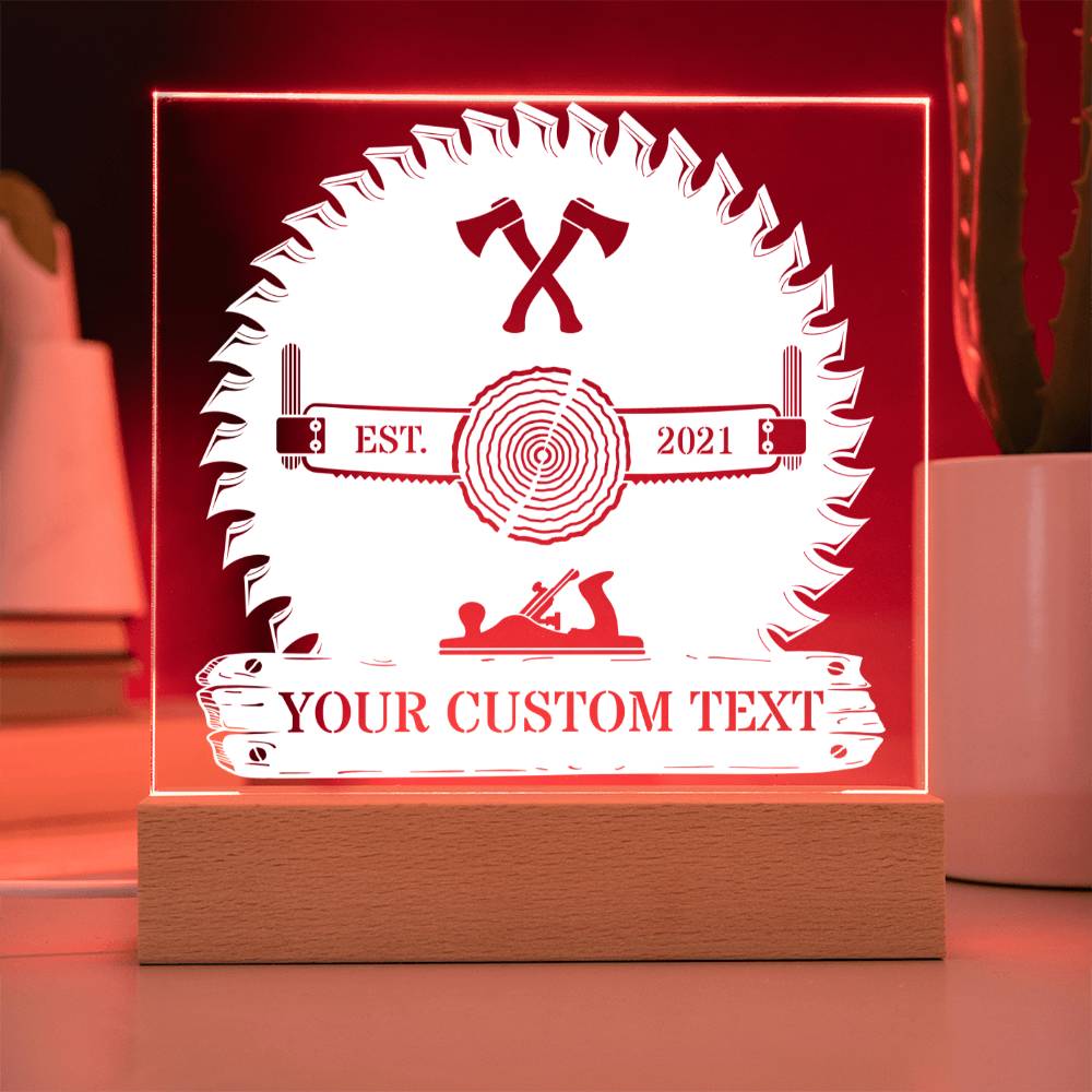 Personalized Lumberjack LED Acrylic Sign In Red With Custom Text