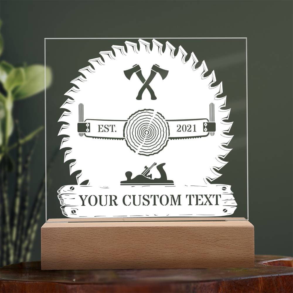 Personalized Lumberjack LED Acrylic Sign In White With Custom Text