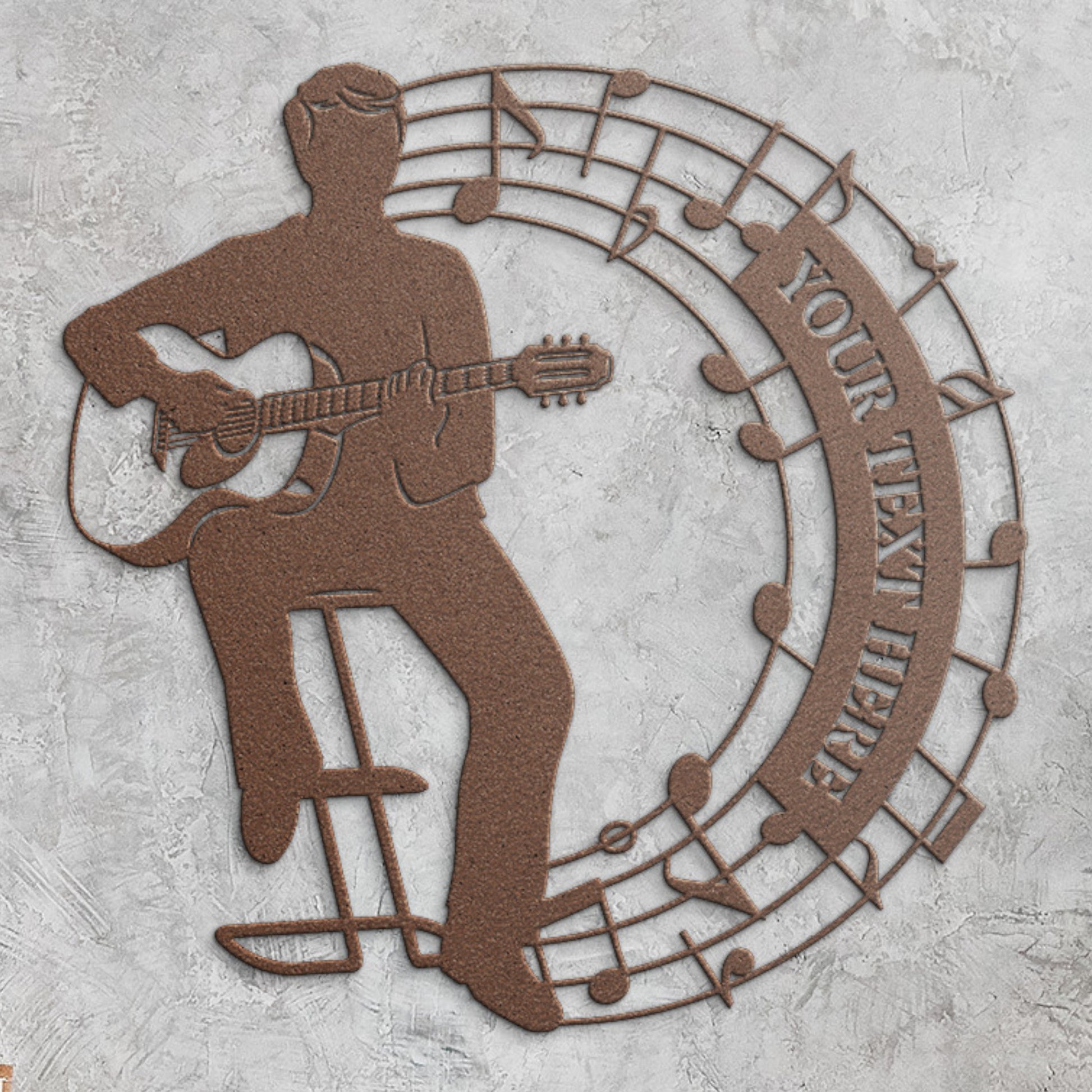 Personalized Male Music Performer Name Metal Sign Decor In Copper With Custom Text