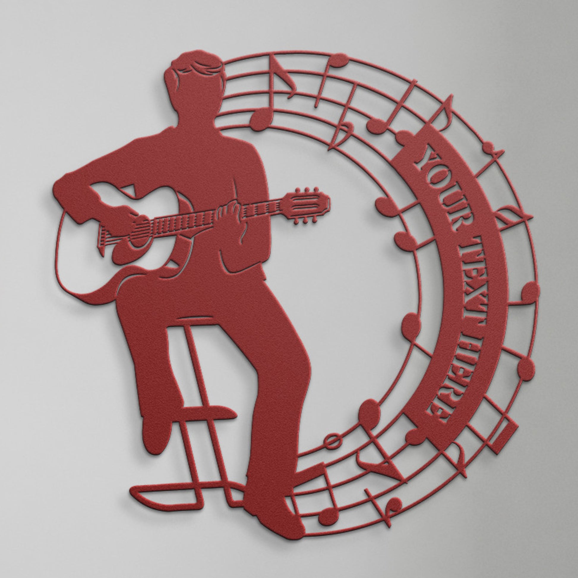 Personalized Male Music Performer Name Metal Sign Decor In Red With Custom Text