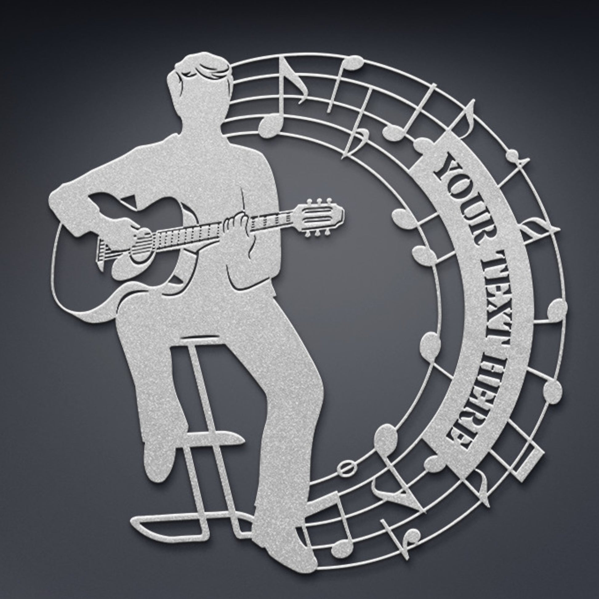 Personalized Male Music Performer Name Metal Sign Decor In Silver With Custom Text