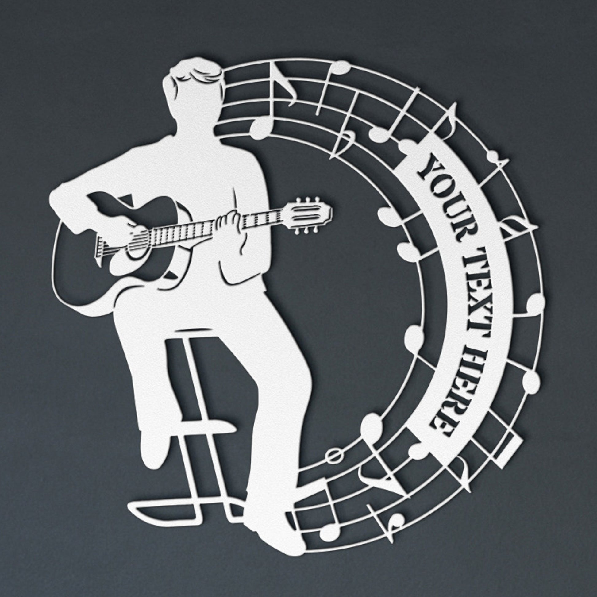 Personalized Male Music Performer Name Metal Sign Decor In White With Custom Text