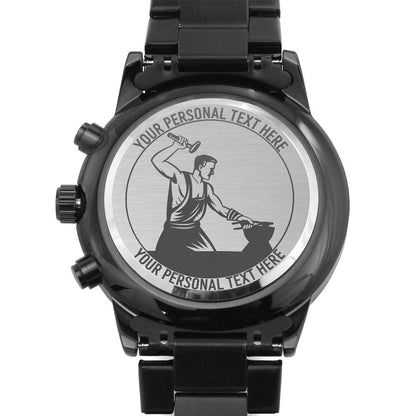 Personalized Men's Blacksmith Laser-Engraved Metal Watch With Custom Text And LED Gift Box