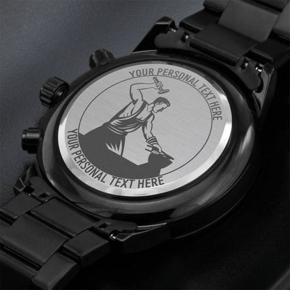 Personalized Men's Blacksmith Laser-Engraved Metal Watch With Custom Text And LED Gift Box 2