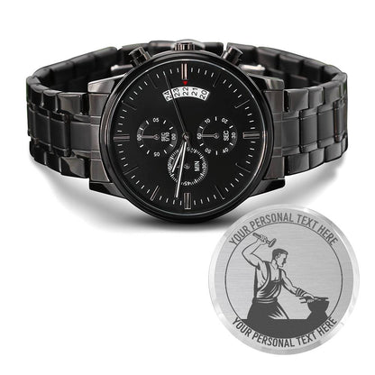 Personalized Men's Blacksmith Laser-Engraved Metal Watch With Custom Text And LED Gift Box 3