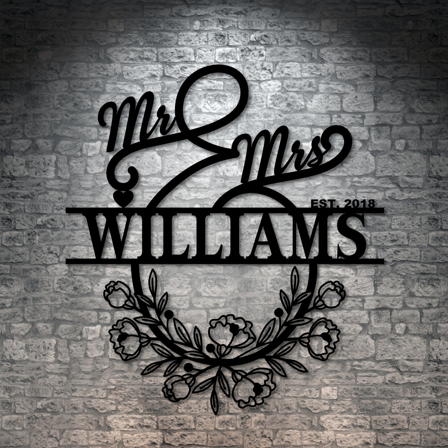 Personalized Mr And Mrs Metal Sign Decor In Black With Custom Text