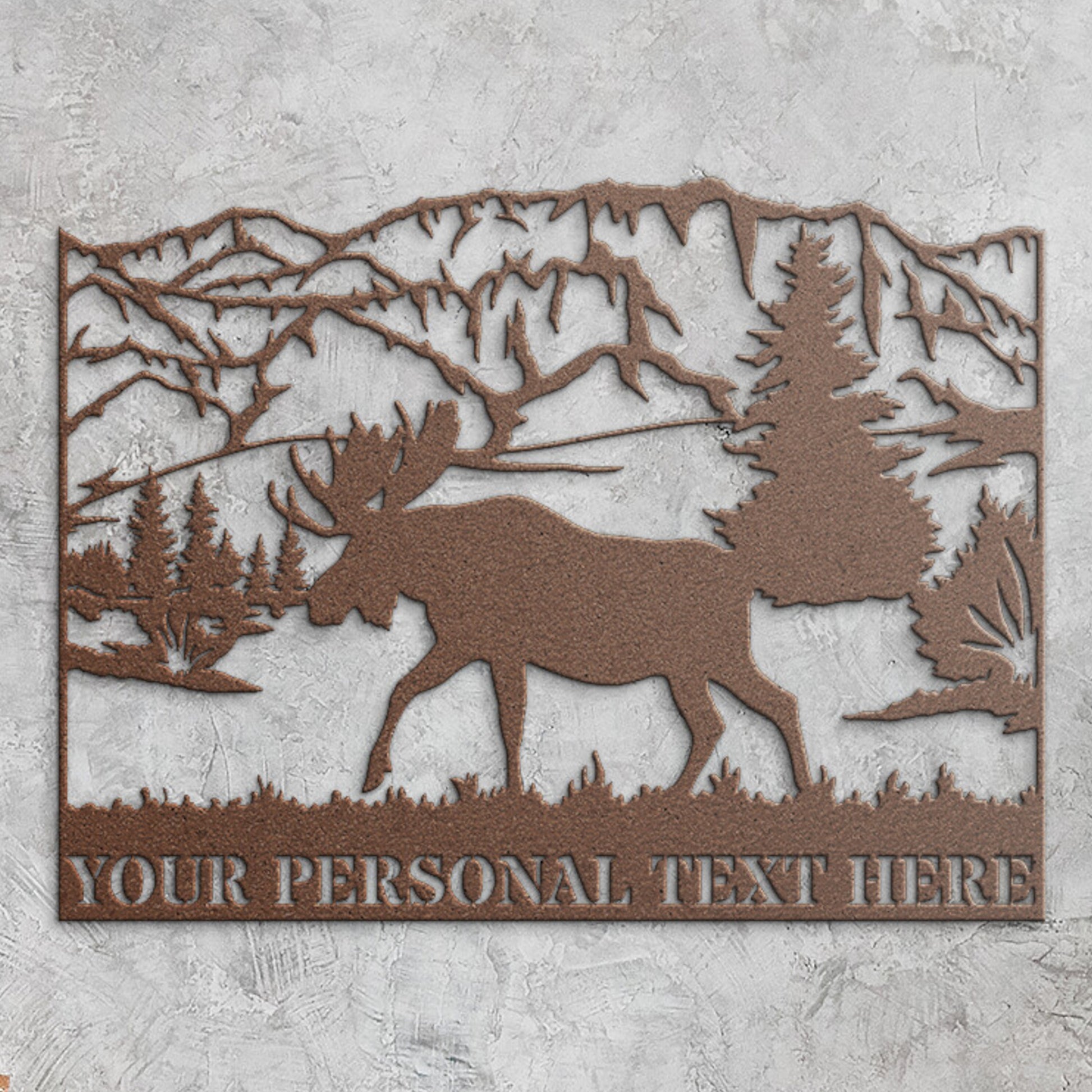 Personalized Moose In The Mountains Name Metal Sign. Custom Moose Wall Decor Gift. Moose Wall Art Steel Sign Monogram, Wildlife Wall Hanging
