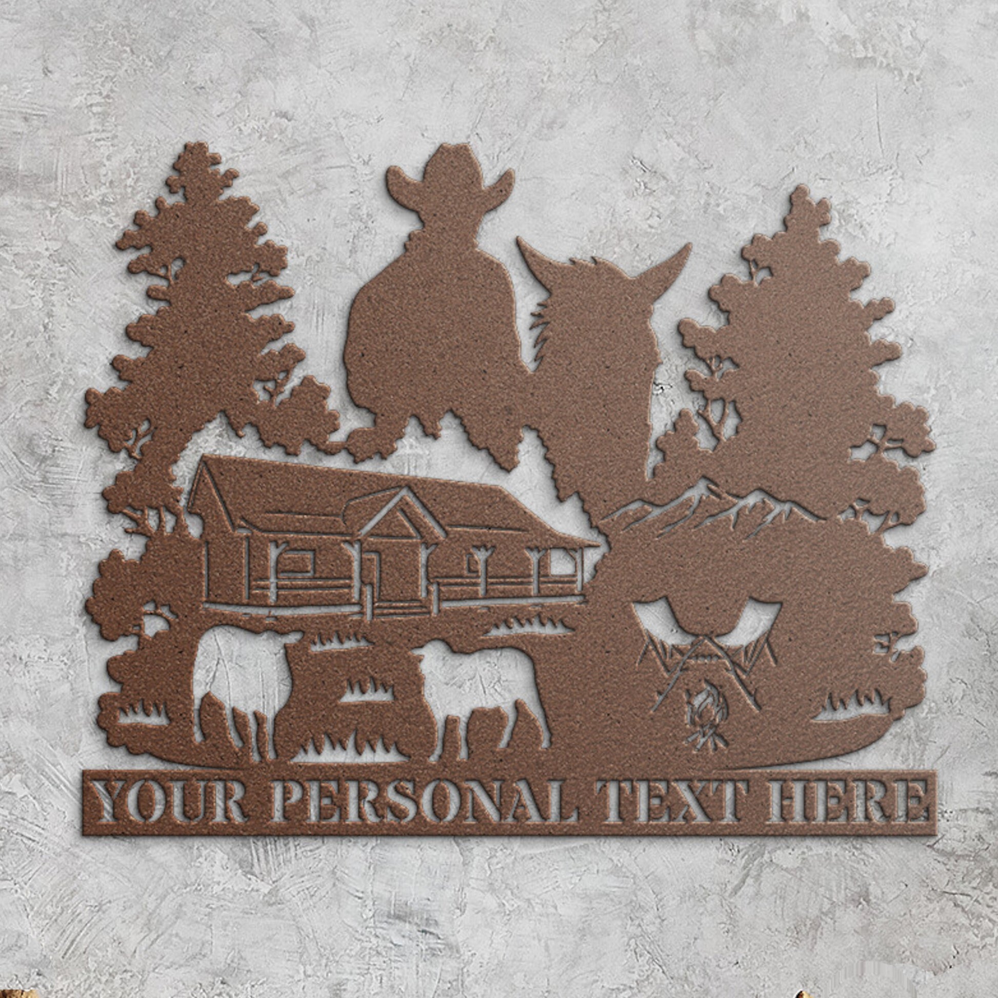 Personalized Nature Wildlife Horse Rider Ranch Black Metal Sign