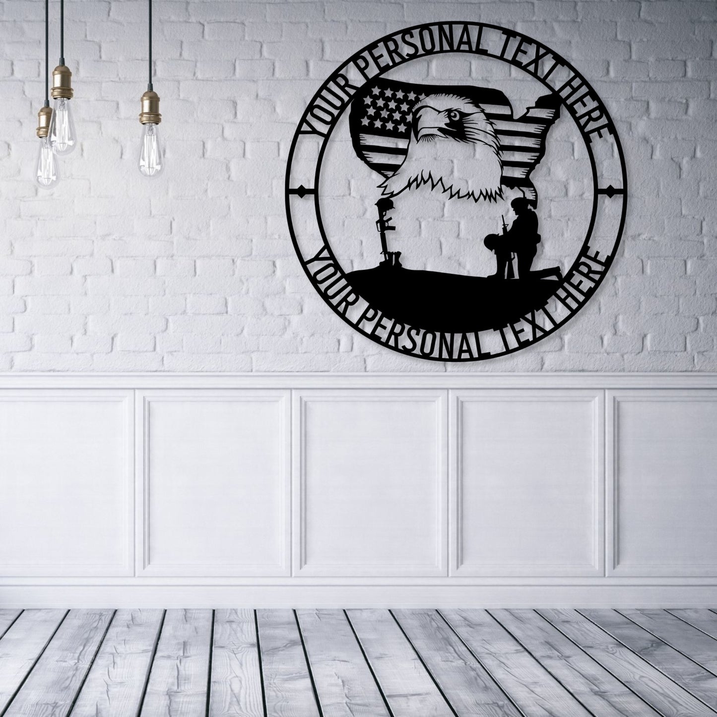 Personalized Never Forget Military Remembrance Sign In Black...