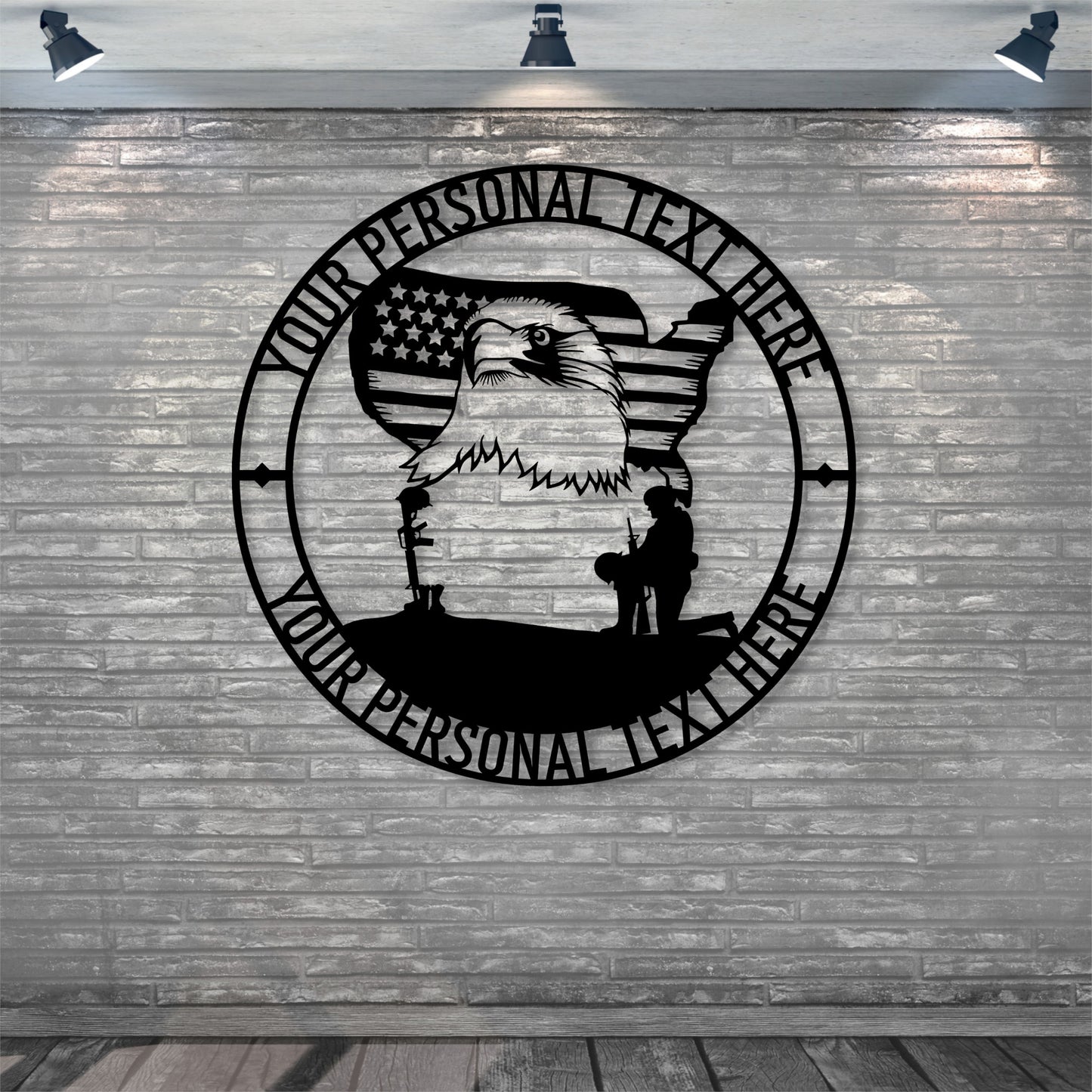 Personalized Never Forget Military Remembrance Sign In Black..