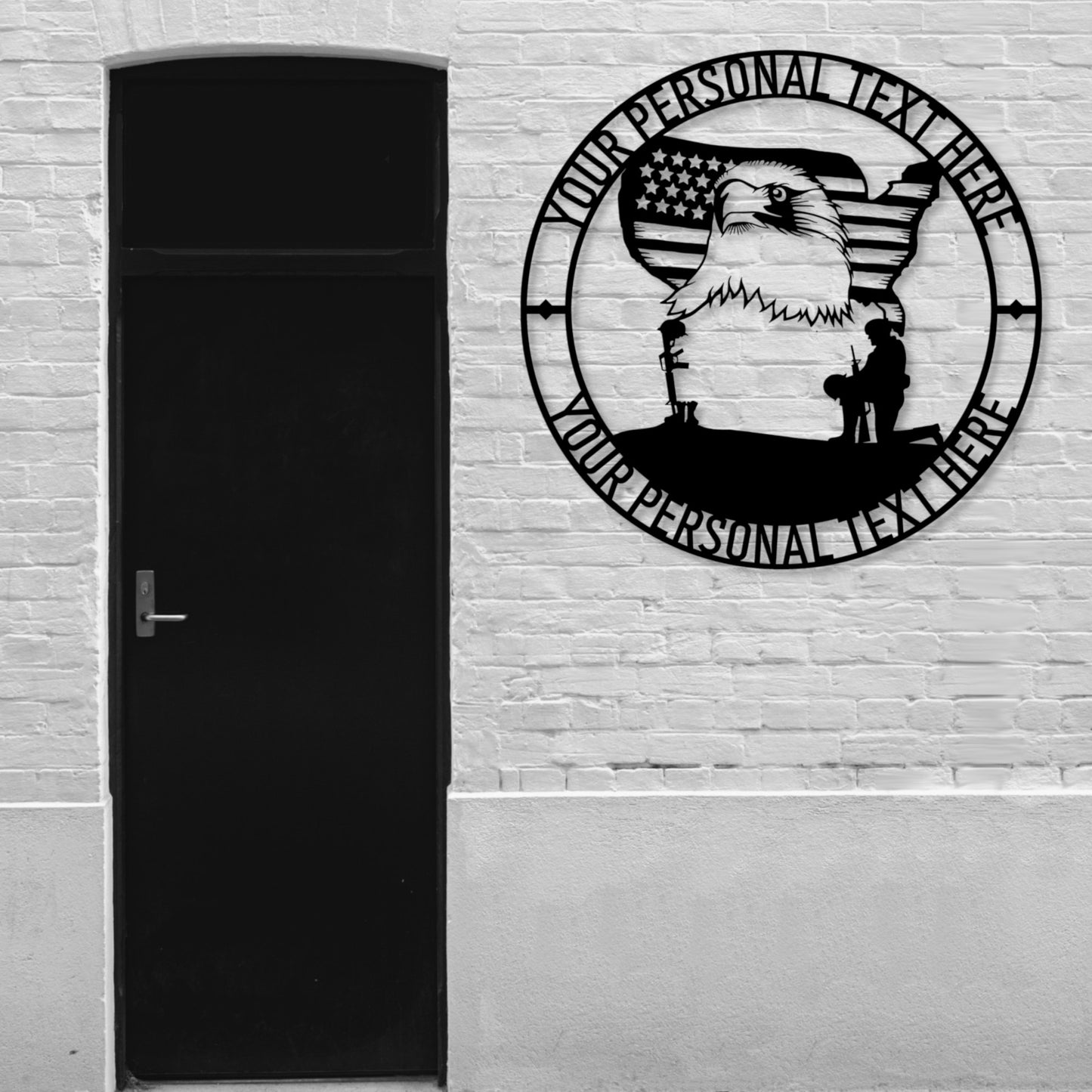 Personalized Never Forget Military Remembrance Sign In Black.