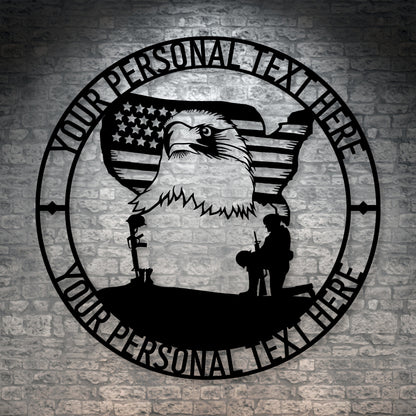 Personalized Never Forget Military Remembrance Sign In Black