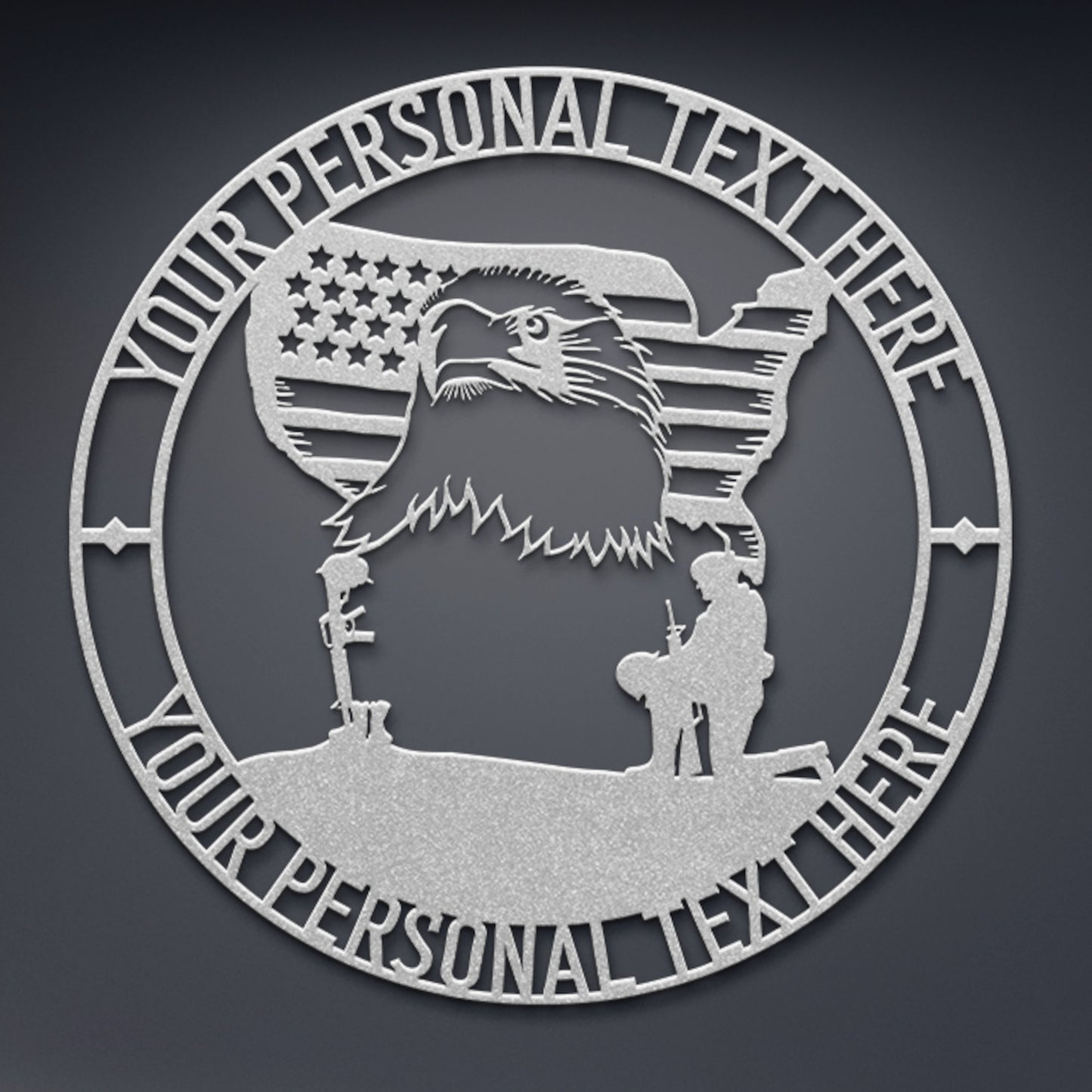 Personalized Never Forget Military Remembrance Sign In Silver