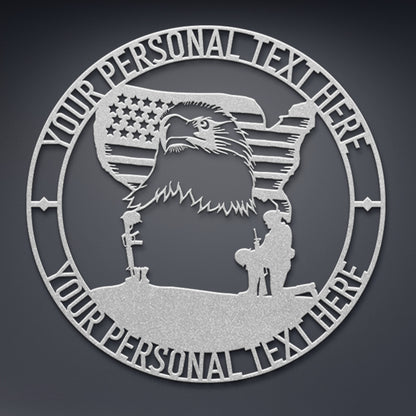 Personalized Never Forget Military Remembrance Sign In Silver