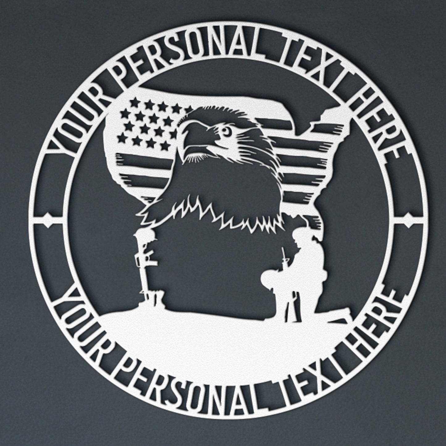 Personalized Never Forget Military Remembrance Sign In White