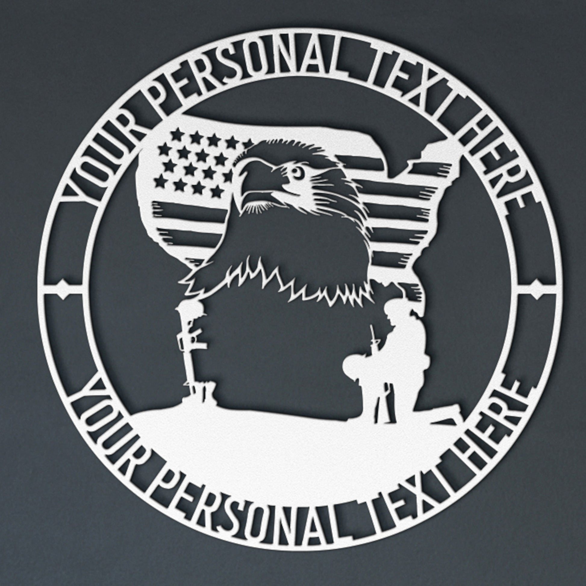 Personalized Never Forget Military Remembrance Sign In White