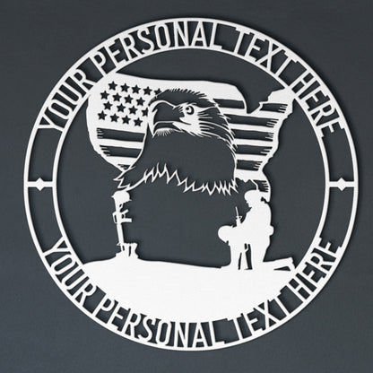 Personalized Never Forget Military Remembrance Sign In White